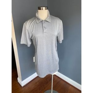 Men's gray space-dye athletic polo, size small